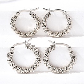 Серьги из 201 нержавеющей стали, с 304 штифтов из нержавеющей стали, плоско-круглые