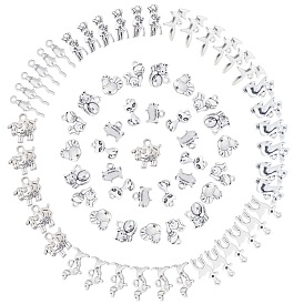 72Pcs 12 Styles Tibetan Style Alloy Pendants, Animal