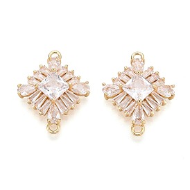 Латунные подвески из прозрачного кубического циркония, ромбовидные звенья, долговечный