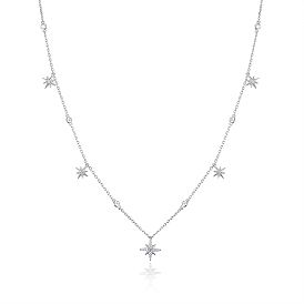 Collier avec pendentif étoile en argent sterling et micro pavé de zircones cubiques transparentes pour femme