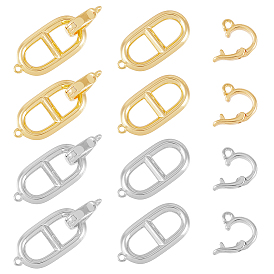 8шт. 2 цвета латунь раскладывающиеся застежки, овальные