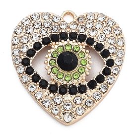 Alloy Pendants, With Rhinestone, Heart, Eye, Charms