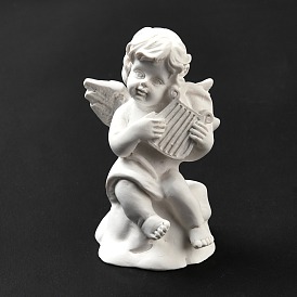 Resin Imitation Plaster Sculptures, Figurines, Home Display Decorations, Angel with Harp