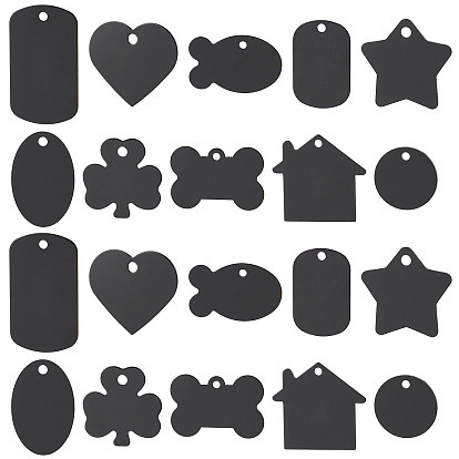 20Pcs 10 Style Aluminum Pendants, Stamping Blank Tag, Mixed Shapes
