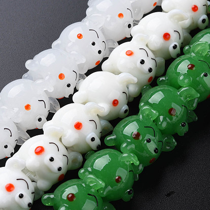 Handmade Bumpy Lampwork Beads Strands, Pig