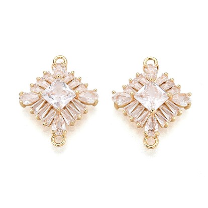 Латунные подвески из прозрачного кубического циркония, ромбовидные звенья, долговечный