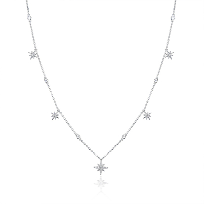 Collier avec pendentif étoile en argent sterling et micro pavé de zircones cubiques transparentes pour femme