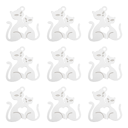 50шт. 304 филигранные подвески из нержавеющей стали, гравированные металлические украшения, кошка