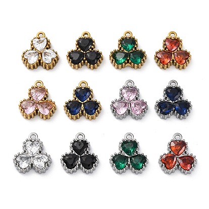 304 кубический стальные подвески из нержавеющей диоксида циркония, цветок с подвесками в виде сердечек