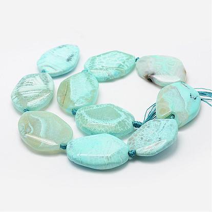 Natural Dragon Veins Agate Beads Strands, Dyed, Oval