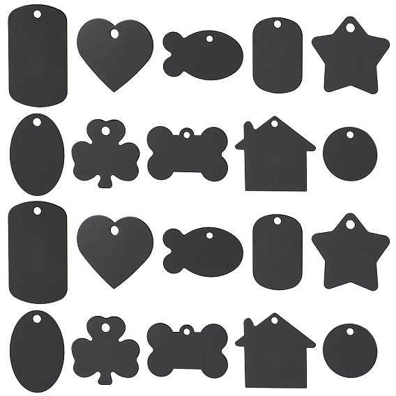 20Pcs 10 Style Aluminum Pendants, Stamping Blank Tag, Mixed Shapes
