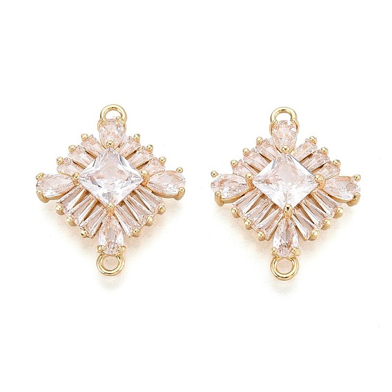 Латунные подвески из прозрачного кубического циркония, ромбовидные звенья, долговечный