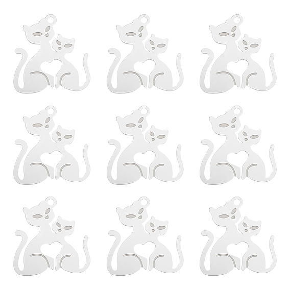 50шт. 304 филигранные подвески из нержавеющей стали, гравированные металлические украшения, кошка