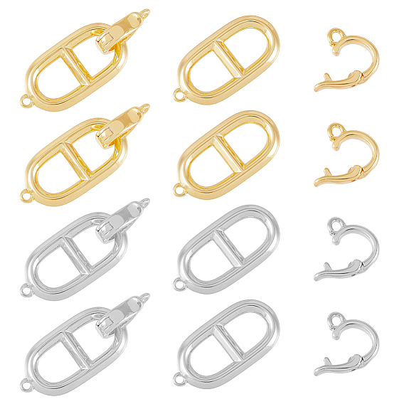 8шт. 2 цвета латунь раскладывающиеся застежки, овальные