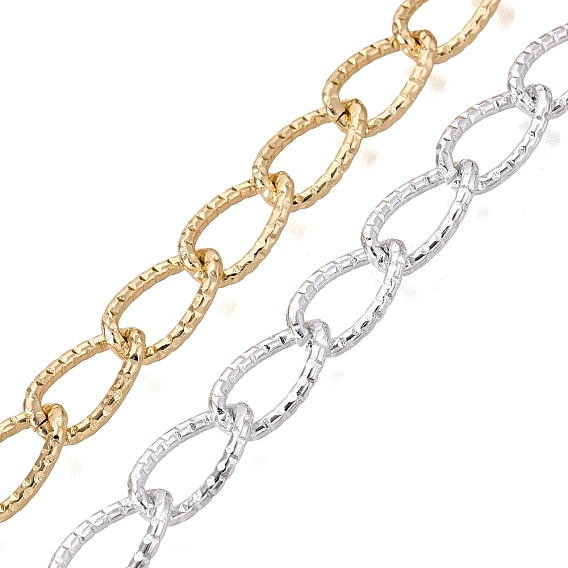 Aluminium Teardrop Link Chains, Textured, Unwelded, with Spool