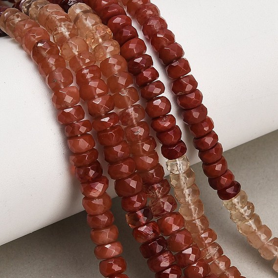 Gradient Color Natural Feldspar Beads Strands, Rondelle, Faceted