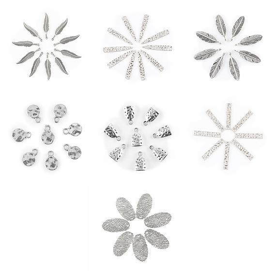 Bohemia Style Alloy Pendants, Bell/Flat Round/Leaf/Feather/Triangle Charm
