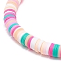 Handmade Polymer Clay Heishi Surfer Stretch Bracelet, Alloy Enamel Rabbit with Carrot Charms Preppy Bracelets for Women