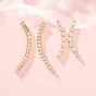 Brass Pave Cubic Zirconia Stud Crawler Earrings, Flat Round, Real 18K Gold Plated, Cadmium Free & Lead Free, Long-Lasting Plated, Rack Plating