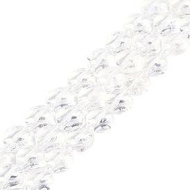 Natural Quartz Crystal Beads Strands, with Seed Beads, Faceted Hexagonal Cut, Rock Crystal Flat Round Beads