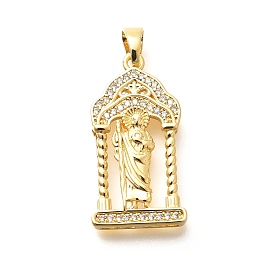 Латунные микро проложить кубического циркония подвески, без кадмия, без никеля и без свинца, реальный 18 k позолоченный, арка с амулетами святого иуды