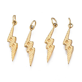 316 Surgical Stainless Steel Pendants Rhinestone Settings, with Jump Rings, Lightning Bolt