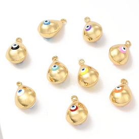 Латунные подвески, с эмалью, реальный 18 k позолоченный, долговечный, без кадмия, без никеля и без свинца, слезинка с заклинанием сглаза