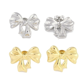 304 Stainless Steel Stud Earrings, for Women, Bowknot