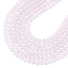 Brins de perles de verre arricraft, imitation de perles de verre de jade, facette, rondelle
