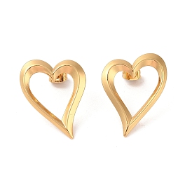 304 Stainless Steel Stud Earrings, for Women, PVD Vacuum Plating, Heart