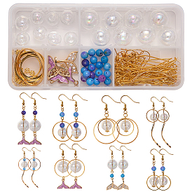 SUNNYCLUE DIY Dangle Earring Making, with Brass Pendants & Linking Rings & Earring Hooks, Alloy Pendants & Beads, Glass Beads, 304 Stainless Steel Pendants, Natural White Jade Beads, Iron Pin