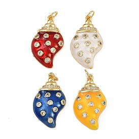 Латунные микро проложить кубического циркония подвески, форма спиральной оболочки, с эмалью, стойки покрытие, без свинца и без кадмия, долговечный, с целью перехода в кольце, реальный 18 k позолоченный