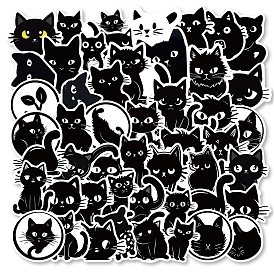 50Pcs PVC Self Adhesive Cat Cartoon Stickers, Waterproof Pet Decals for Laptop, Bottle, Luggage Decor