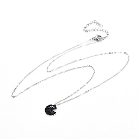 304 ожерелья из нержавеющей стали, с полимерной глины горный хрусталь и омар коготь застежками, плоско-круглые