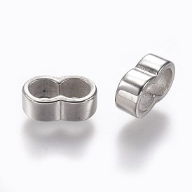 304 charmes de glissière en acier inoxydable / perles coulissantes, pour la fabrication de bracelets en cuir, rectangle