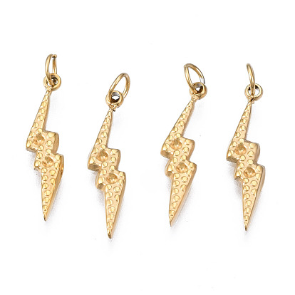 316 Surgical Stainless Steel Pendants Rhinestone Settings, with Jump Rings, Lightning Bolt
