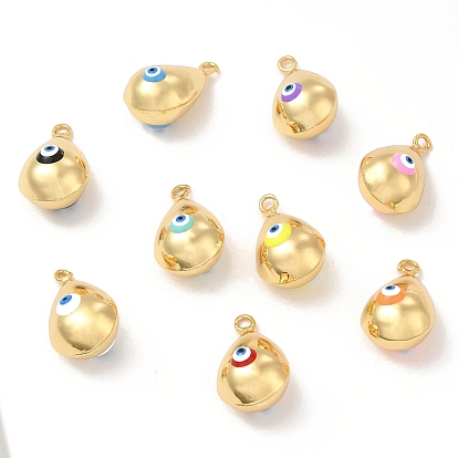 Латунные подвески, с эмалью, реальный 18 k позолоченный, долговечный, без кадмия, без никеля и без свинца, слезинка с заклинанием сглаза