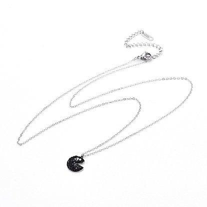 304 ожерелья из нержавеющей стали, с полимерной глины горный хрусталь и омар коготь застежками, плоско-круглые