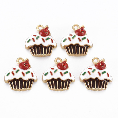 Crémaillère placage pendentifs en émail d'alliage, avec strass siam, sans cadmium et sans nickel et sans plomb, gateau, or et de lumière