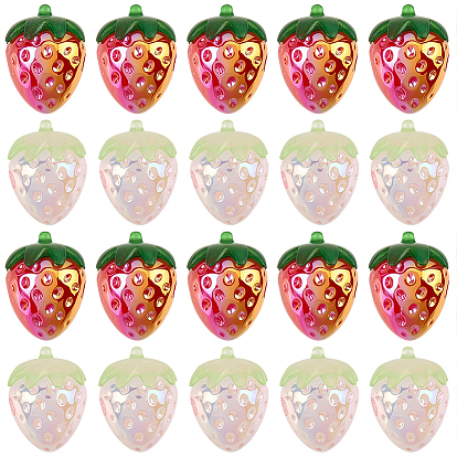 30 шт. 2 гальванизированные непрозрачные акриловые подвески, клубника