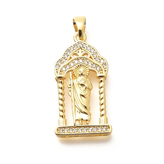 Латунные микро проложить кубического циркония подвески, без кадмия, без никеля и без свинца, реальный 18 k позолоченный, арка с амулетами святого иуды