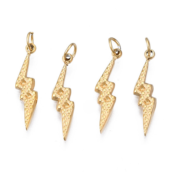 316 Surgical Stainless Steel Pendants Rhinestone Settings, with Jump Rings, Lightning Bolt