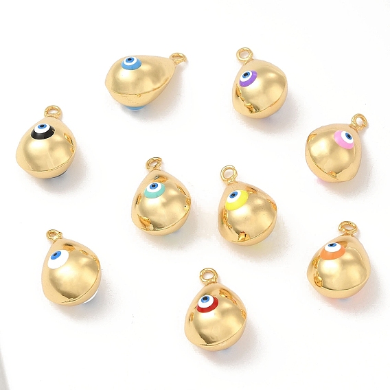 Латунные подвески, с эмалью, реальный 18 k позолоченный, долговечный, без кадмия, без никеля и без свинца, слезинка с заклинанием сглаза