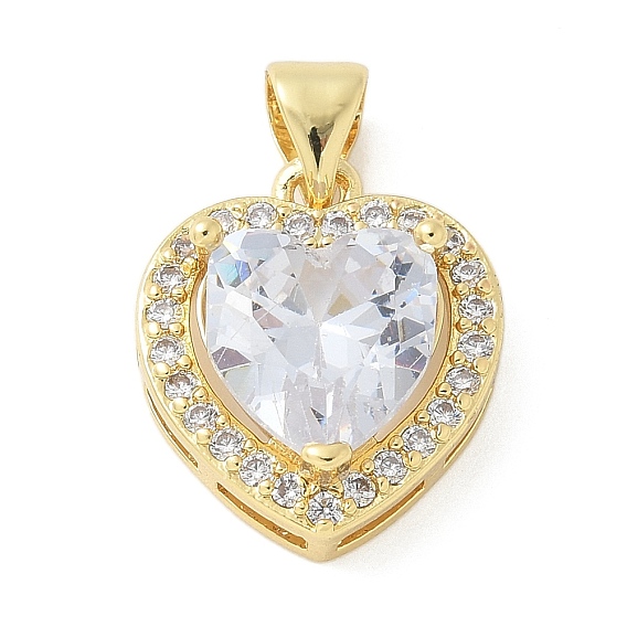 Латунные микро проложить кубического циркония подвески, сердце прелести, стойки покрытие, долговечный, без свинца и без кадмия