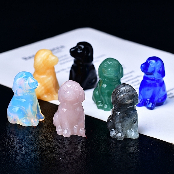 Резные украшения в форме собаки из драгоценных камней, для домашнего офисного стола