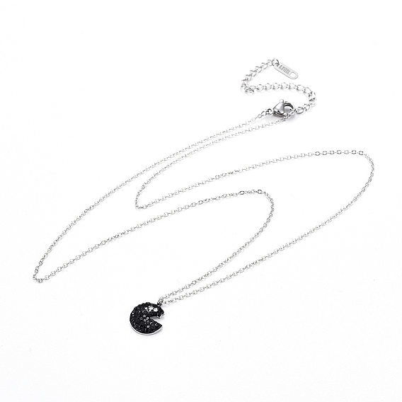 304 ожерелья из нержавеющей стали, с полимерной глины горный хрусталь и омар коготь застежками, плоско-круглые