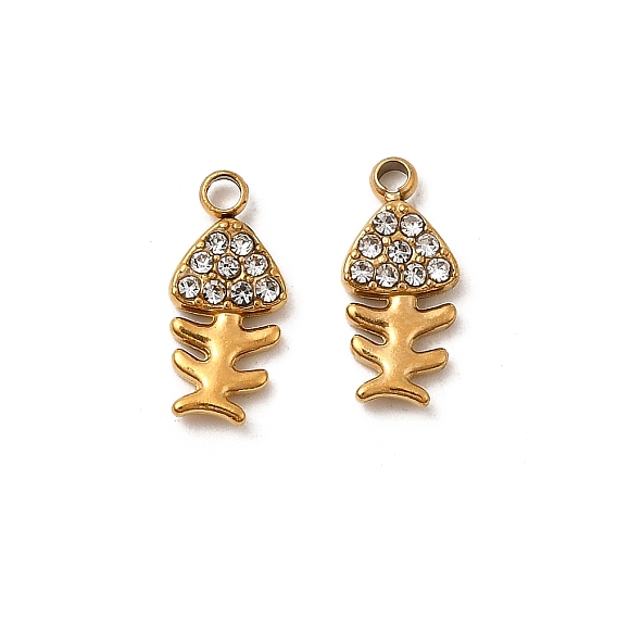 304 из нержавеющей стали с горный хрусталь подвески, Очарование рыб, ионное покрытие (ip)