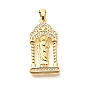 Латунные микро проложить кубического циркония подвески, без кадмия, без никеля и без свинца, реальный 18 k позолоченный, арка с амулетами святого иуды
