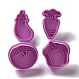 Vegetables Themed PET Plastic Cookie Cutters, with Iron Press Handle, Eggplant, Radish, Tomato & Pumpkin Molds