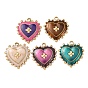 304 подвески из нержавеющей стали, с эмалью, сердце прелести, реальный 18 k позолоченный, ионное покрытие (ip)